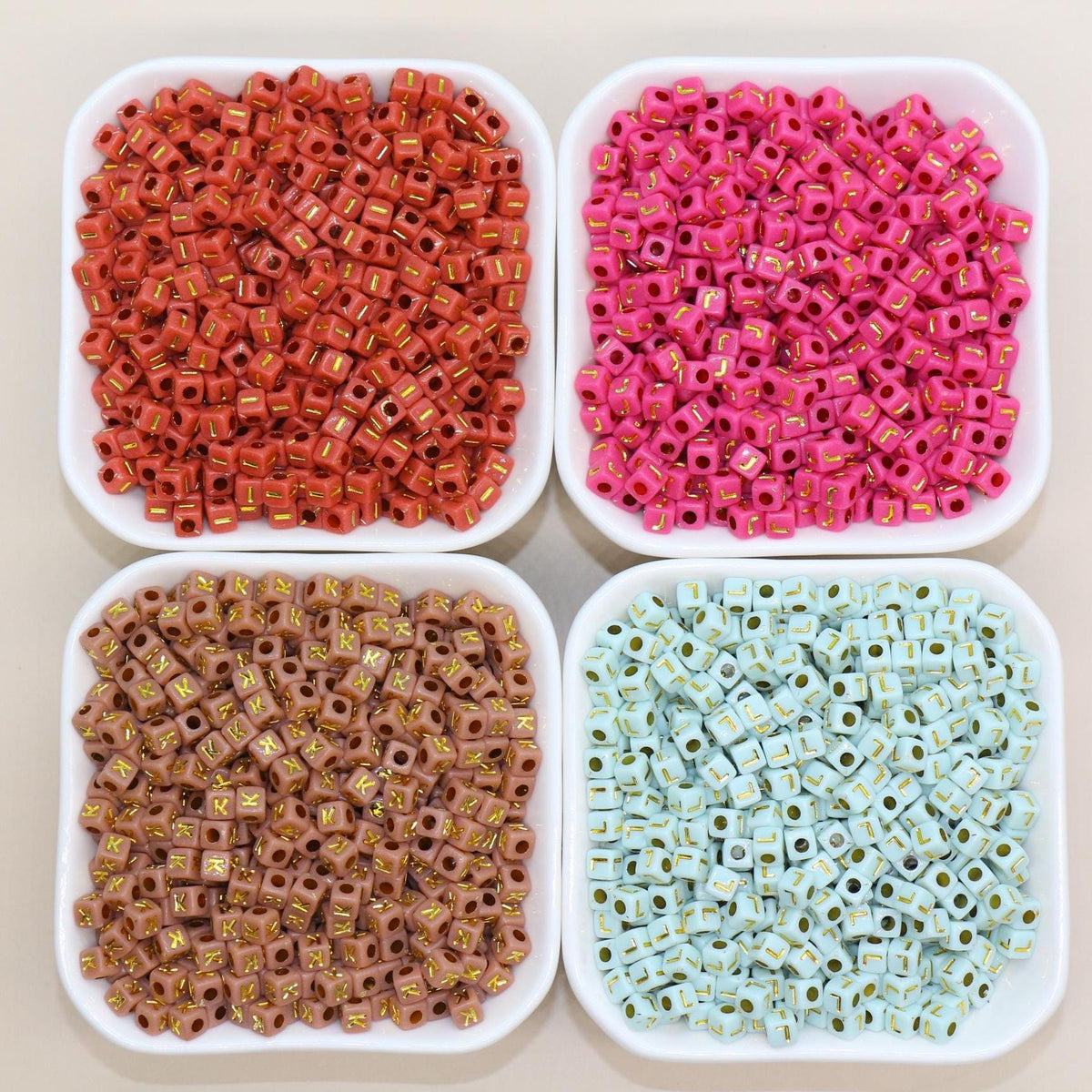 4.8mm Individual Gold A-Z Acrylic Cube Letter Beads