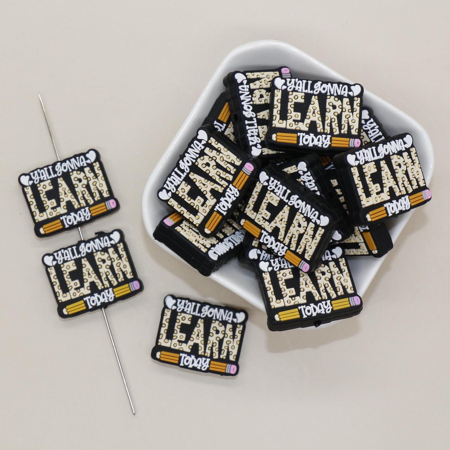 Teacher Silicone Focal Beads for DIY Jewelry Making & Keychains - Teach, Love, Inspire Gifts for Teachers