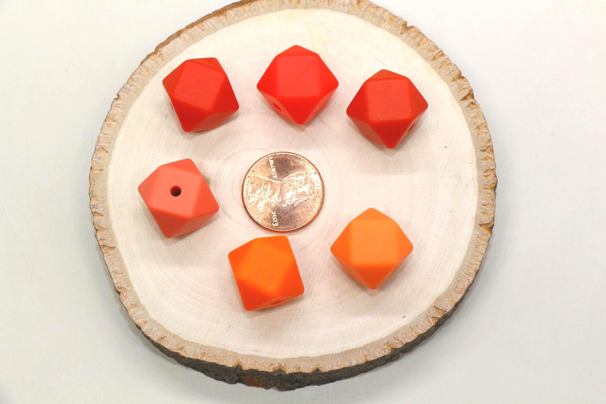 14mm Red Orange Hexagon Silicone Beads for DIY Jewelry Making, Soft Geometric Beads for Bracelets, Keychains, Bulk Craft Supplies