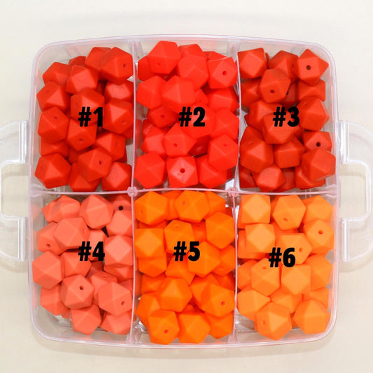 14mm Red Orange Hexagon Silicone Beads for DIY Jewelry Making, Soft Geometric Beads for Bracelets, Keychains, Bulk Craft Supplies