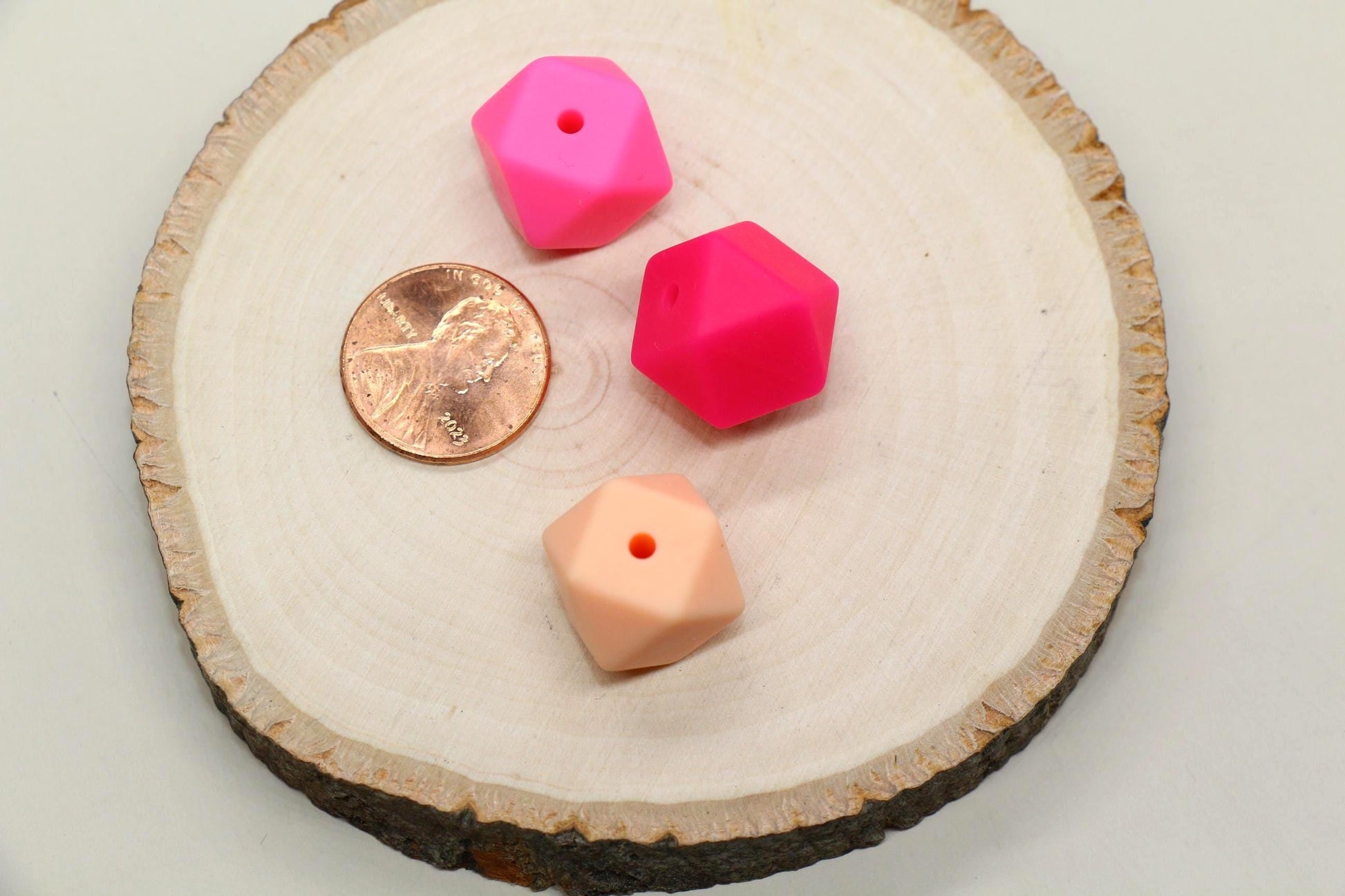 14mm Pink Hexagon Silicone Beads for DIY Jewelry Making, Soft Geometric Beads for Bracelets, Keychains, Bulk Craft Supplies