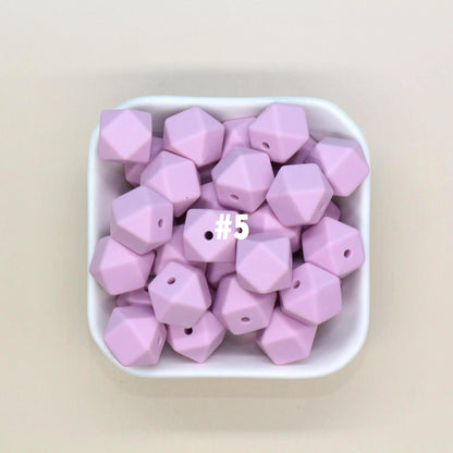 14mm Purple Hexagon Silicone Beads for DIY Jewelry Making, Soft Geometric Beads for Bracelets, Keychains, Bulk Craft Supplies