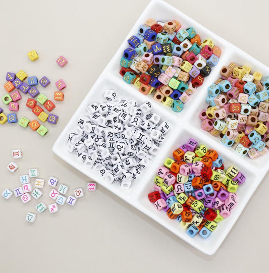 7mm Mix Zodiac Symbol Beads for DIY Jewelry Making, Constellation Astrology Beads & Craft Supplies