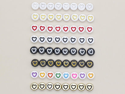 7mm Heart Beads, Round Acrylic Outline Heart Beads for Jewelry Making & Crafting, Heart Beads for DIY Projects