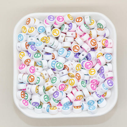 7mm Peace Beads | Round Acrylic Symbol Beads for Jewelry Making & Crafting, Peace Sign Beads for DIY Projects
