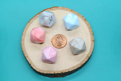 17mm Marble Hexagon Silicone Beads, Soft Geometric Beads for DIY Crafts, Silicone Beads for DIY Jewelry Making
