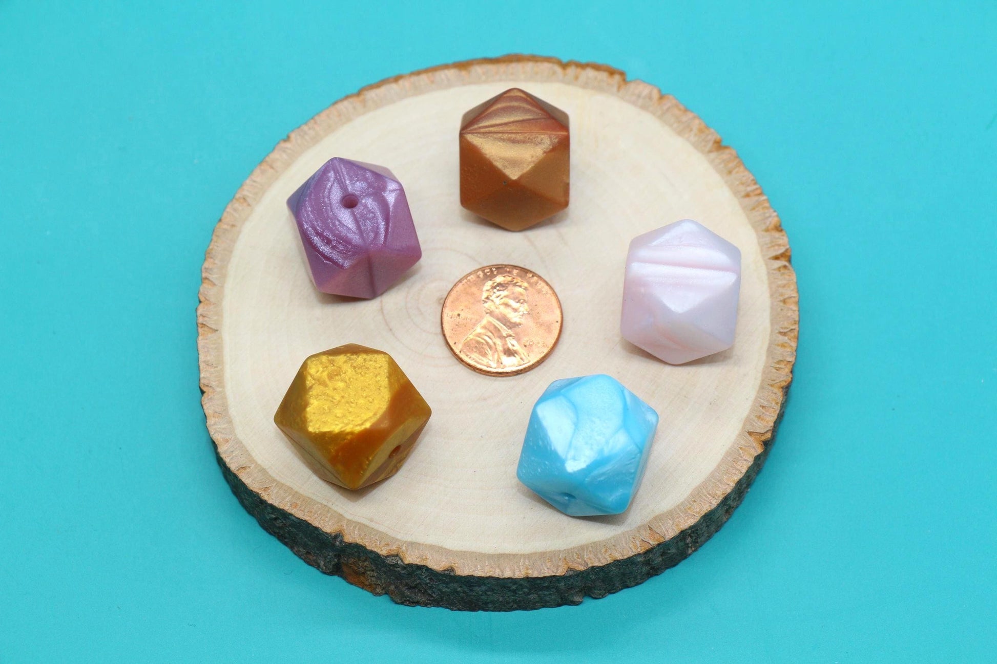17mm Metallic Hexagon Silicone Beads, Shimmering Jewelry Beads for Bracelets, Keychains, Soft Geometric Beads, DIY Craft Supplies