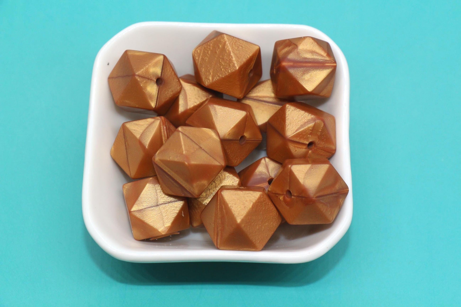 17mm Metallic Hexagon Silicone Beads, Shimmering Jewelry Beads for Bracelets, Keychains, Soft Geometric Beads, DIY Craft Supplies