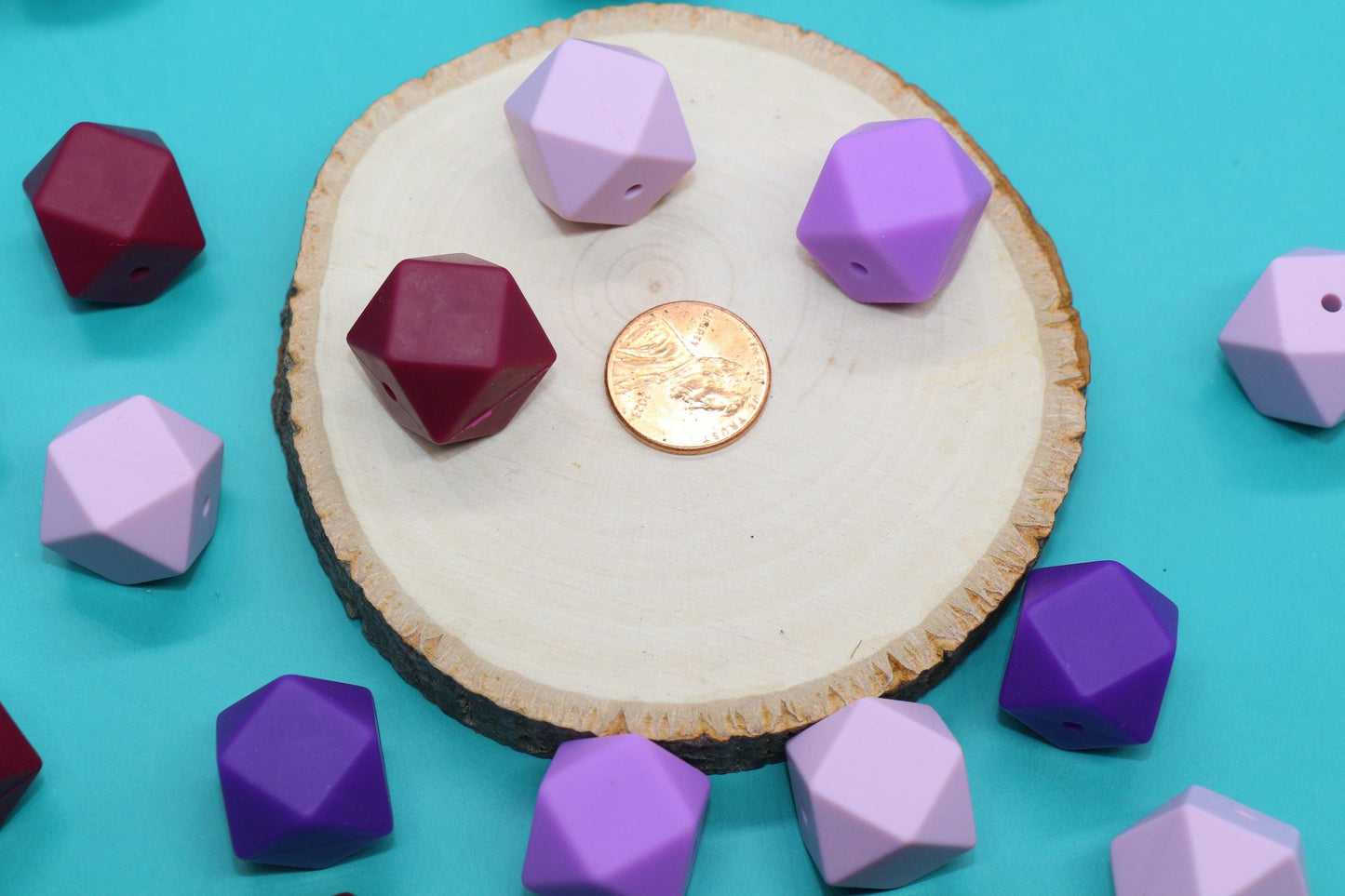 17mm Purple Hexagon Silicone Beads, Jewelry Beads for Bracelets, Keychains, Soft Geometric Beads, DIY Craft Supplies