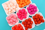 17mm Hexagon Silicone Beads, Pink, Red, Orange, Bold Jewelry Beads for Bracelets, Keychains, Soft Geometric Beads, DIY Craft Supplies