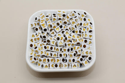 6mm Cube Heart Beads for Bracelet Making - Square Acrylic & Plastic Heart Beads, Craft Supplies, Jewelry Making, Heart-Shaped Beads