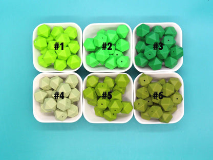 17mm Green Hexagon Silicone Beads, Soft Geometric Jewelry Beads for Bracelets, Keychains, DIY Crafts
