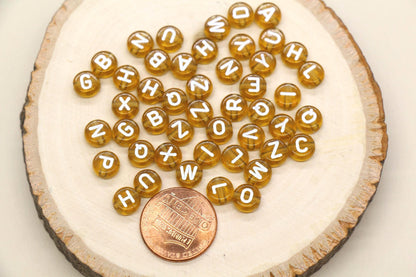 7mm Translucent Alphabet Beads, Brown or Gray Mix Letter Beads for Bracelets, Necklaces, DIY Jewelry Making, Personalized Name Beads