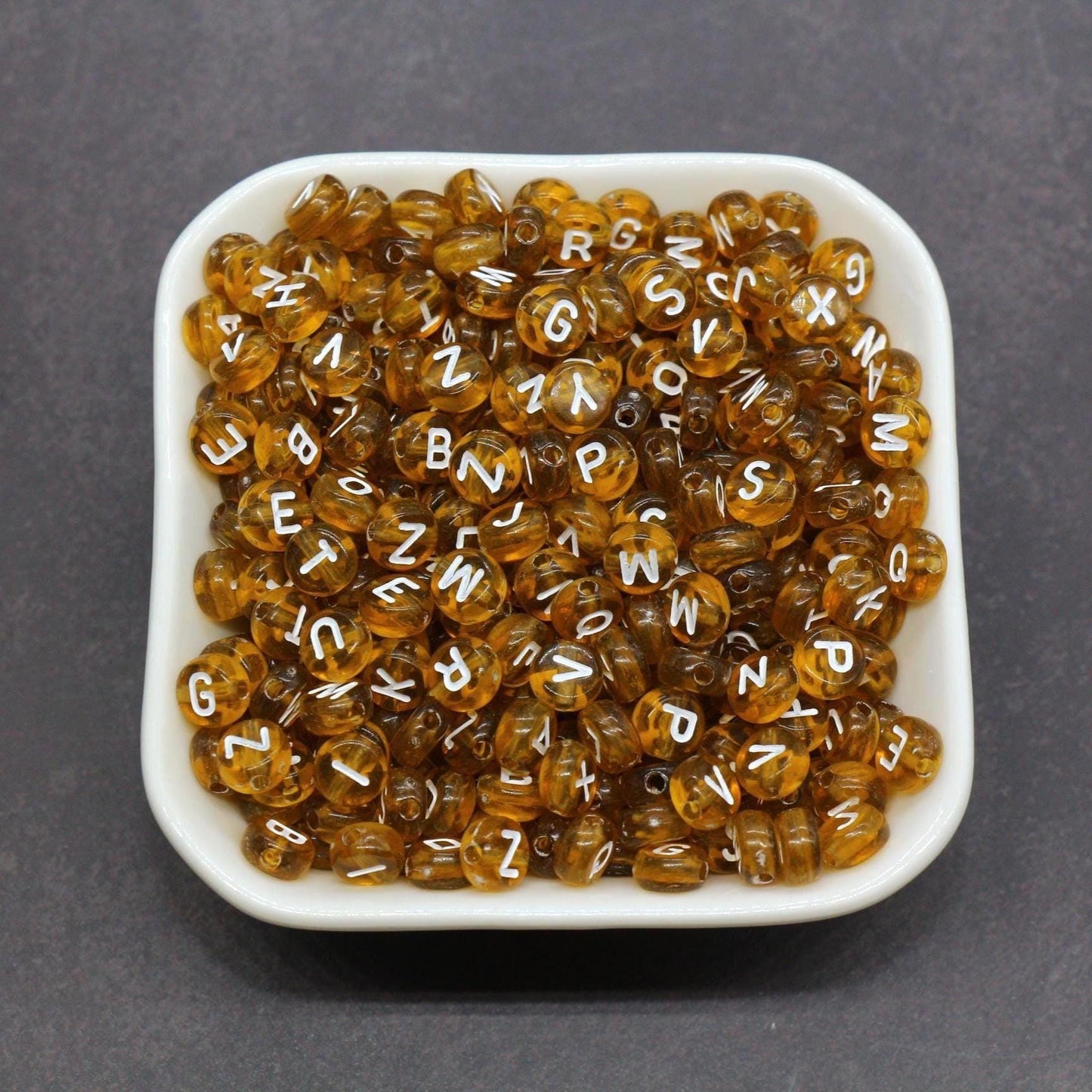 7mm Translucent Alphabet Beads, Brown or Gray Mix Letter Beads for Bracelets, Necklaces, DIY Jewelry Making, Personalized Name Beads