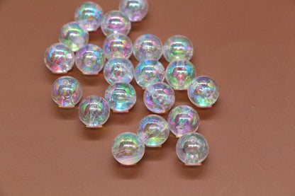 Clear AB Gumball Beads, 14mm Iridescent Chunky Round Beads for Bracelets, Jewelry Making, Sparkly Bubble Beads for DIY Crafts #3624