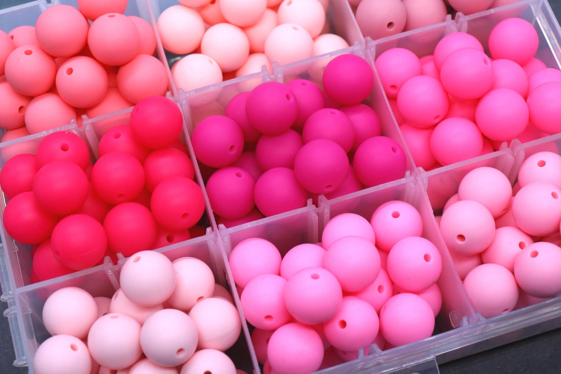 15mm Pink Silicone Beads for Bracelets, Soft Round DIY Jewelry Beads, Keychain Craft Supplies, Pastel Beads for Kids & Adults