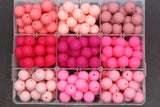 15mm Pink Silicone Beads for Bracelets, Soft Round DIY Jewelry Beads, Keychain Craft Supplies, Pastel Beads for Kids & Adults