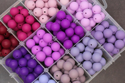 15mm Purple Silicone Beads for Bracelets, Soft Round DIY Jewelry Beads, Stretchy Keychain Craft Supplies, Non-Toxic Beads for Jewelry Making