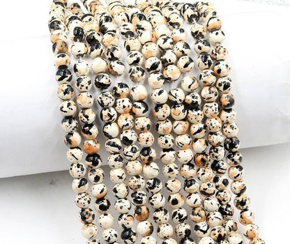 8mm Splatter Stone Beads, Paint Beads, Jewelry Beads, Bracelet Beads, Full Strand