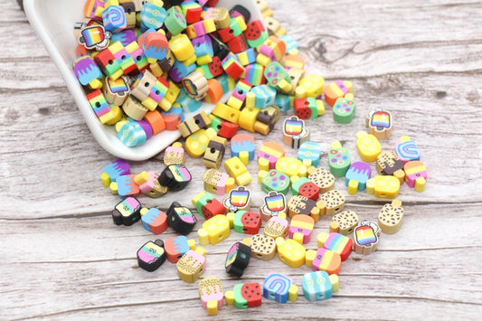 Popsicle Polymer Clay Beads, Ice Cream and Sweet Food Charms, Kawaii Jewelry Making Supplies, Cute Beads for Bracelets Necklaces #914
