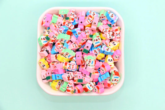 Polymer Clay Beads, Bunny Beads for Jewelry Making, Spring Animal Charms for Bracelets Keychains #919