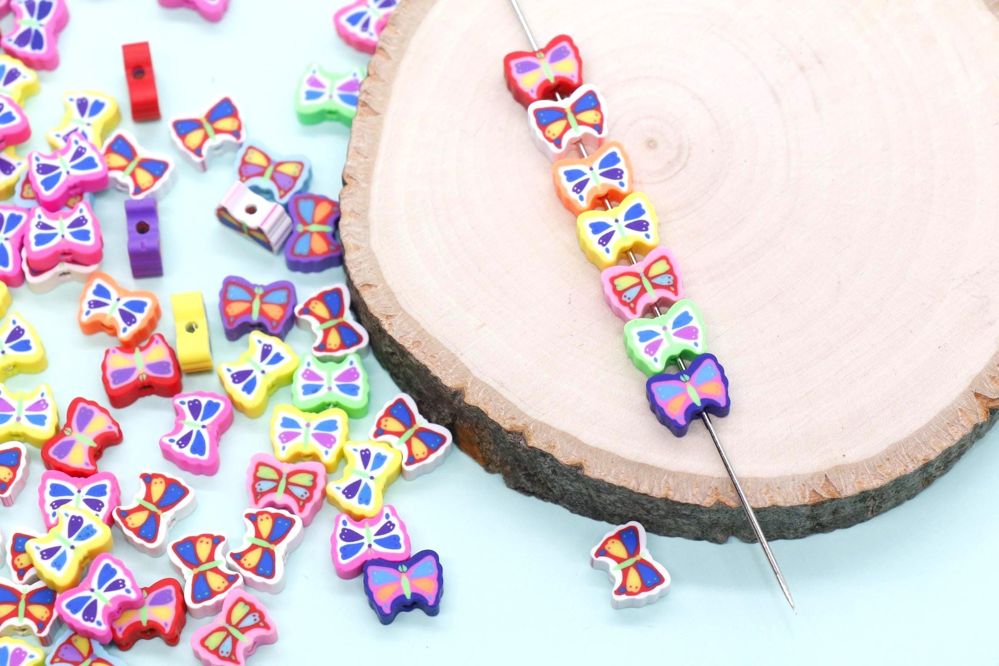 Butterfly Polymer Clay Beads, Jewelry Making Supplies, Colorful Butterfly Beads for Bracelets Necklaces, DIY Beading Crafts #921