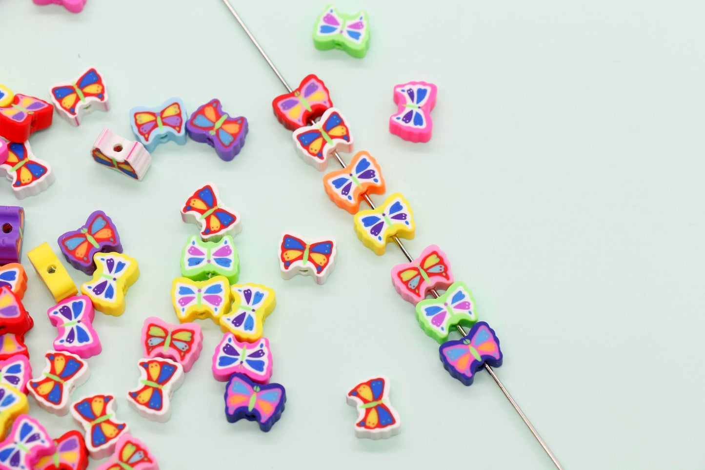 Butterfly Polymer Clay Beads, Jewelry Making Supplies, Colorful Butterfly Beads for Bracelets Necklaces, DIY Beading Crafts #921