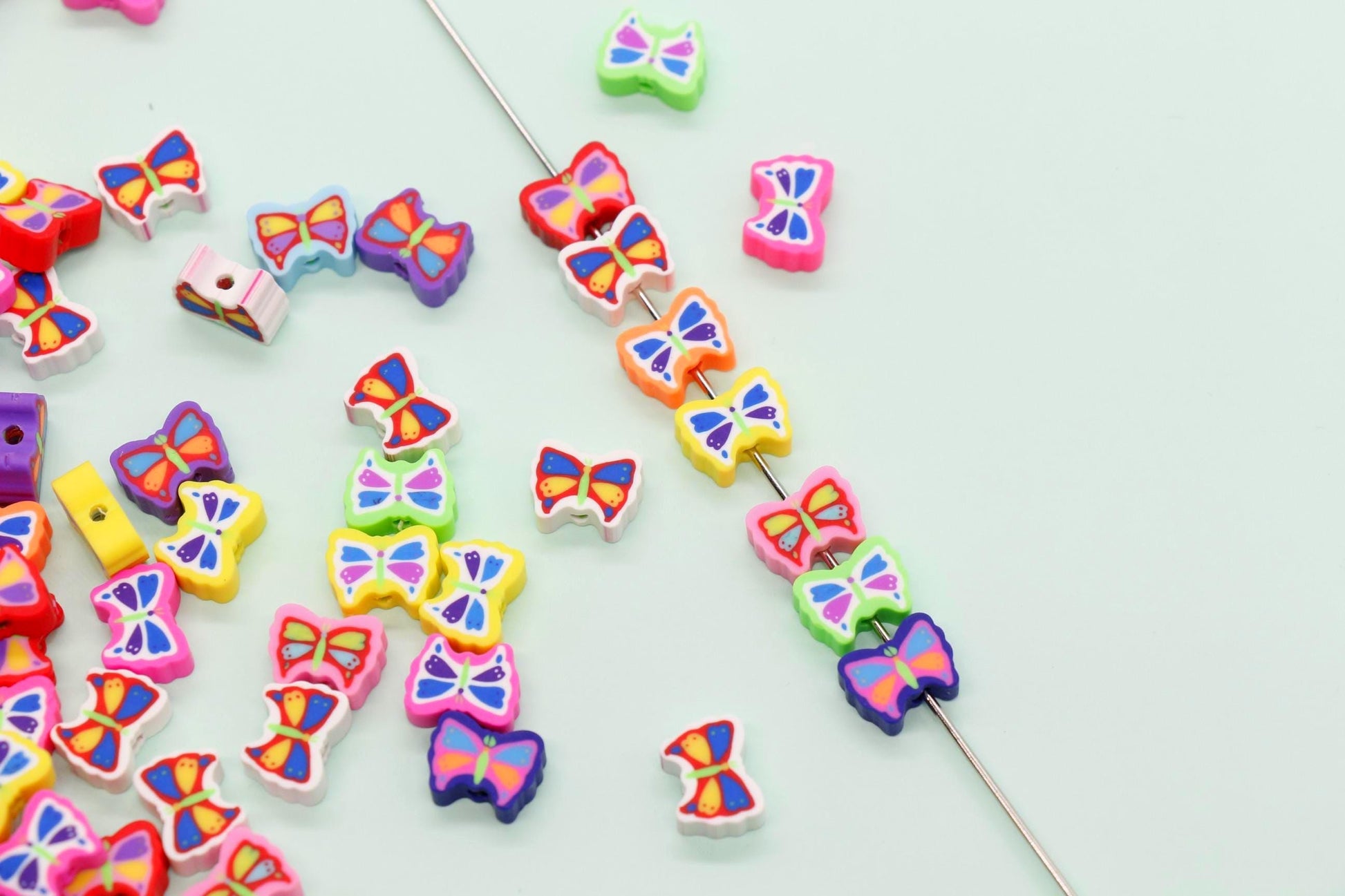 Butterfly Polymer Clay Beads, Jewelry Making Supplies, Colorful Butterfly Beads for Bracelets Necklaces, DIY Beading Crafts #921