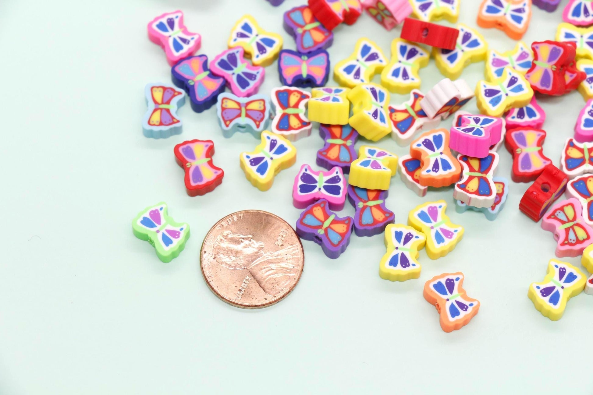 Butterfly Polymer Clay Beads, Jewelry Making Supplies, Colorful Butterfly Beads for Bracelets Necklaces, DIY Beading Crafts #921