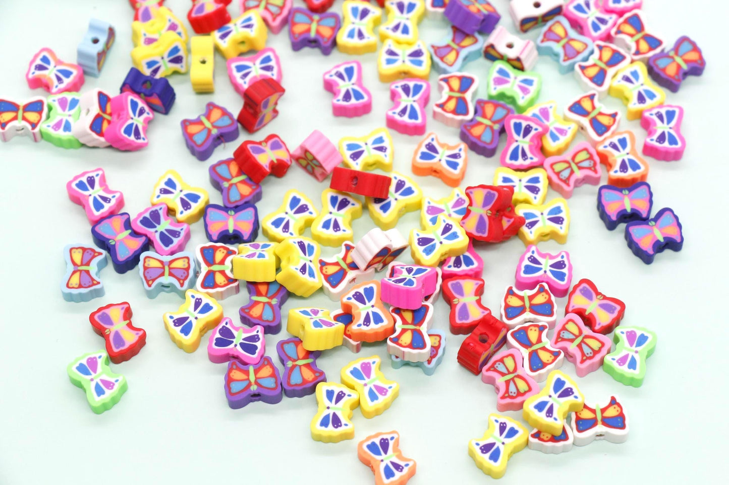 Butterfly Polymer Clay Beads, Jewelry Making Supplies, Colorful Butterfly Beads for Bracelets Necklaces, DIY Beading Crafts #921