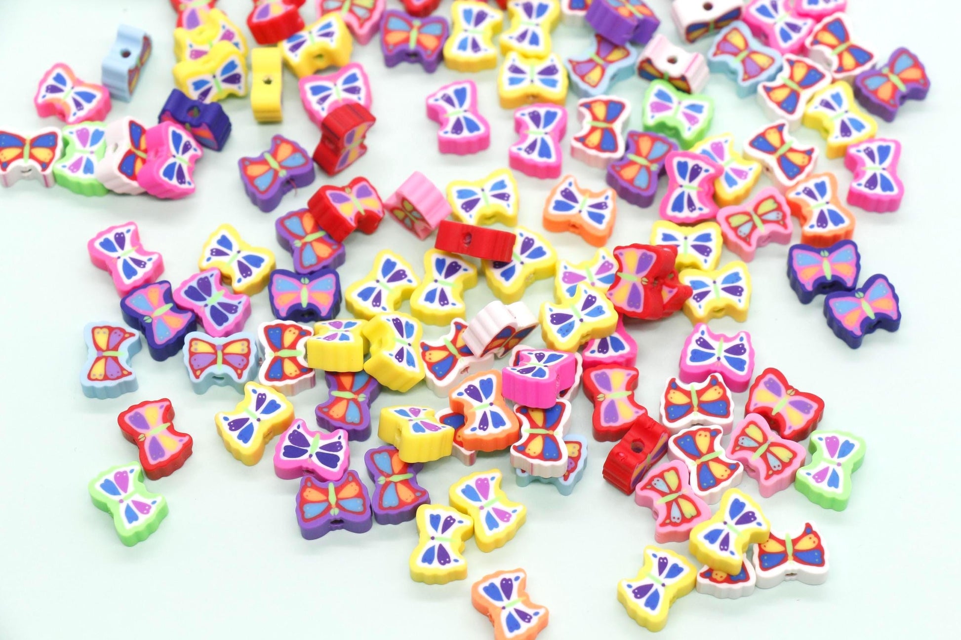 Butterfly Polymer Clay Beads, Jewelry Making Supplies, Colorful Butterfly Beads for Bracelets Necklaces, DIY Beading Crafts #921