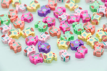 Elephant Polymer Clay Beads, Colorful Animal Jewelry Charms, Cute DIY Beading Supplies for Bracelets Necklaces #922