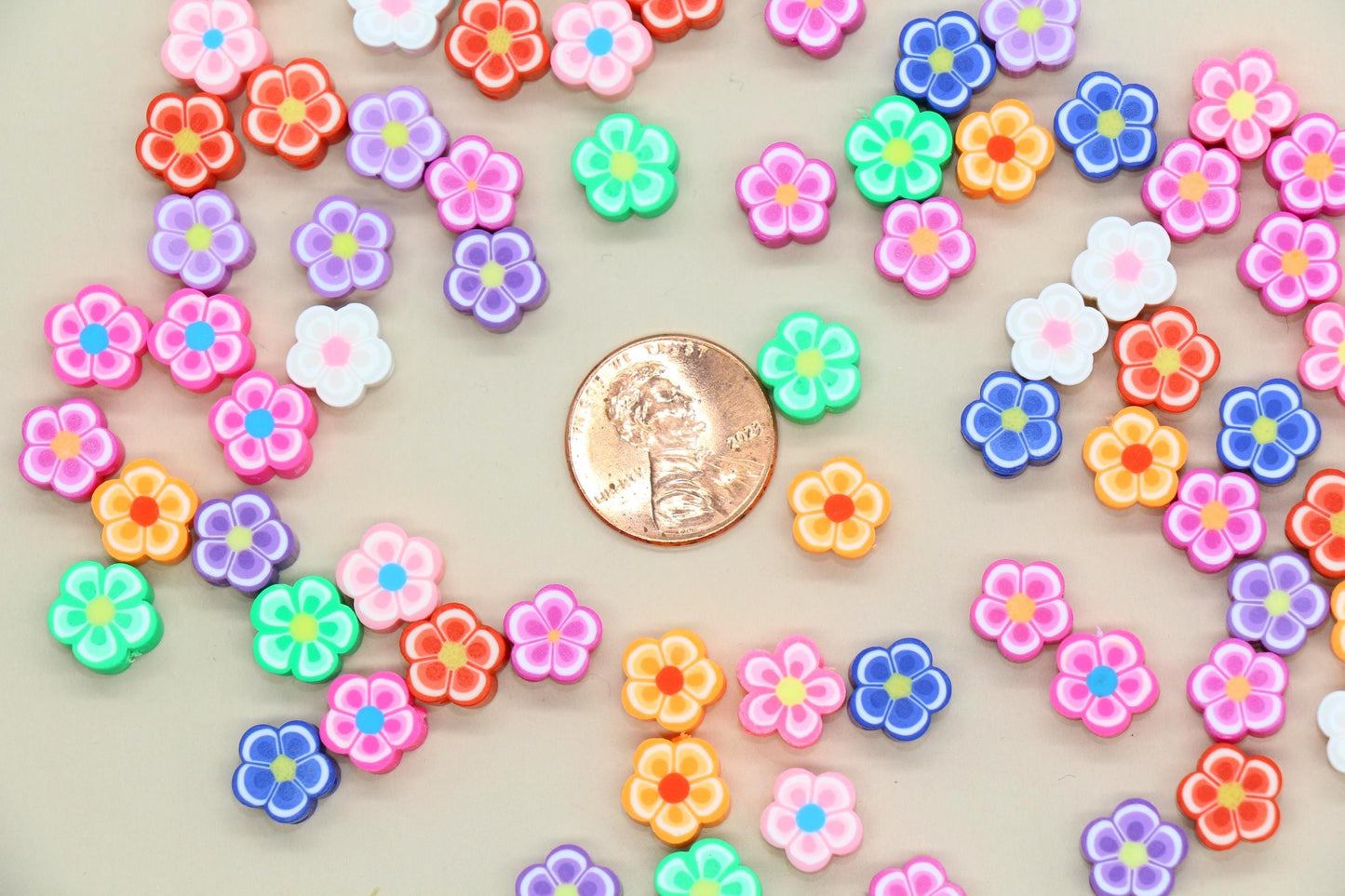 Flower Polymer Clay Beads, Colorful Mixed Blossom Beads, Handmade Floral Beads for Jewelry Making, DIY Spring Beads for Bracelets Necklaces