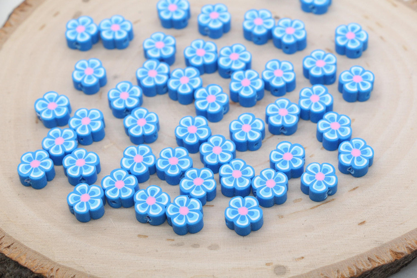 Flower Polymer Clay Beads, Colorful Mixed Blossom Beads, Handmade Floral Beads for Jewelry Making, DIY Spring Beads for Bracelets Necklaces