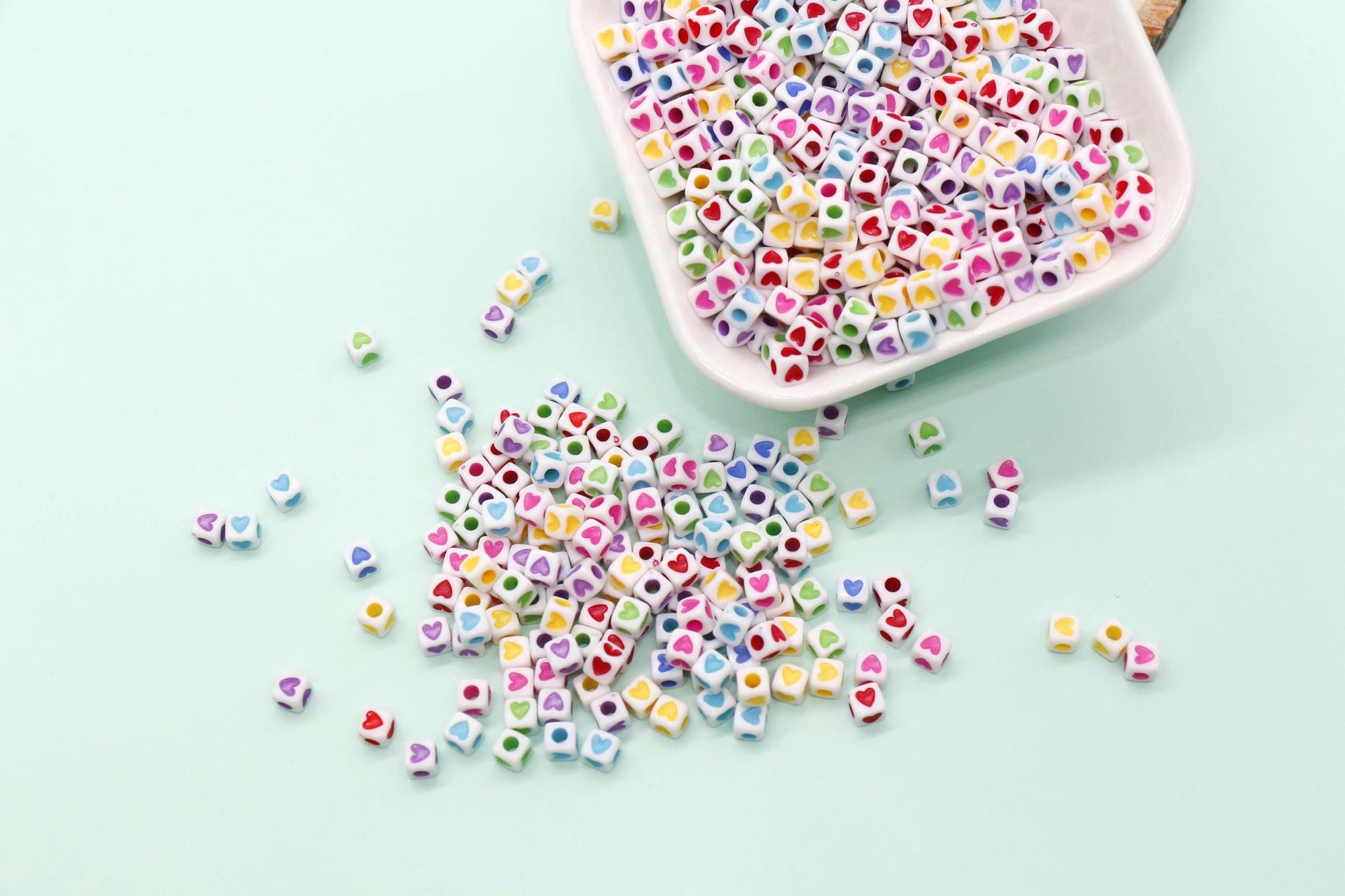 5mm Multicolor with Black Heart Acrylic Symbol Beads