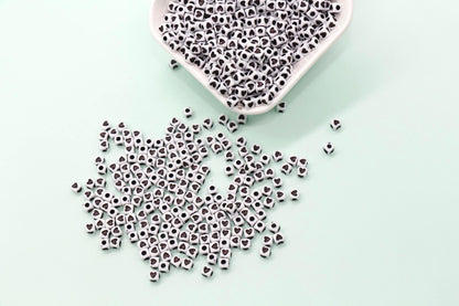 Cube Heart Beads, 5mm Square Heart Beads, Plastic Heart Beads in Black, Red, Mixed Colors, Jewelry Making Supplies for Bracelets Keychains