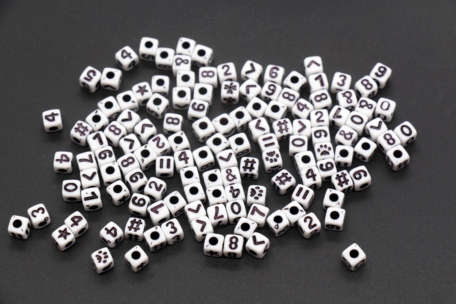 5mm White Black Clover Acrylic Symbol Beads #725