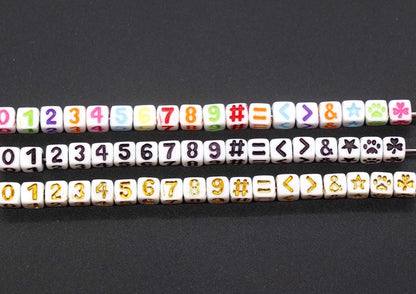 5mm White Black Clover Acrylic Symbol Beads #725