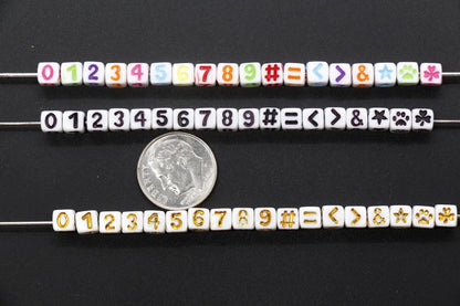 5mm White Black Clover Acrylic Symbol Beads #725