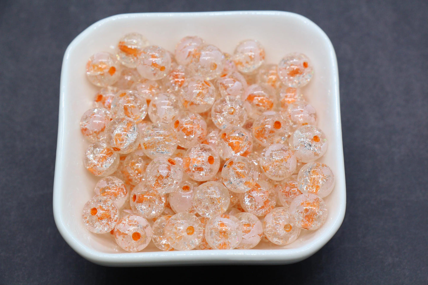 10mm Crackled Glass Beads with Specks for Jewelry Making, DIY Bracelet Crafting Supplies Accessories