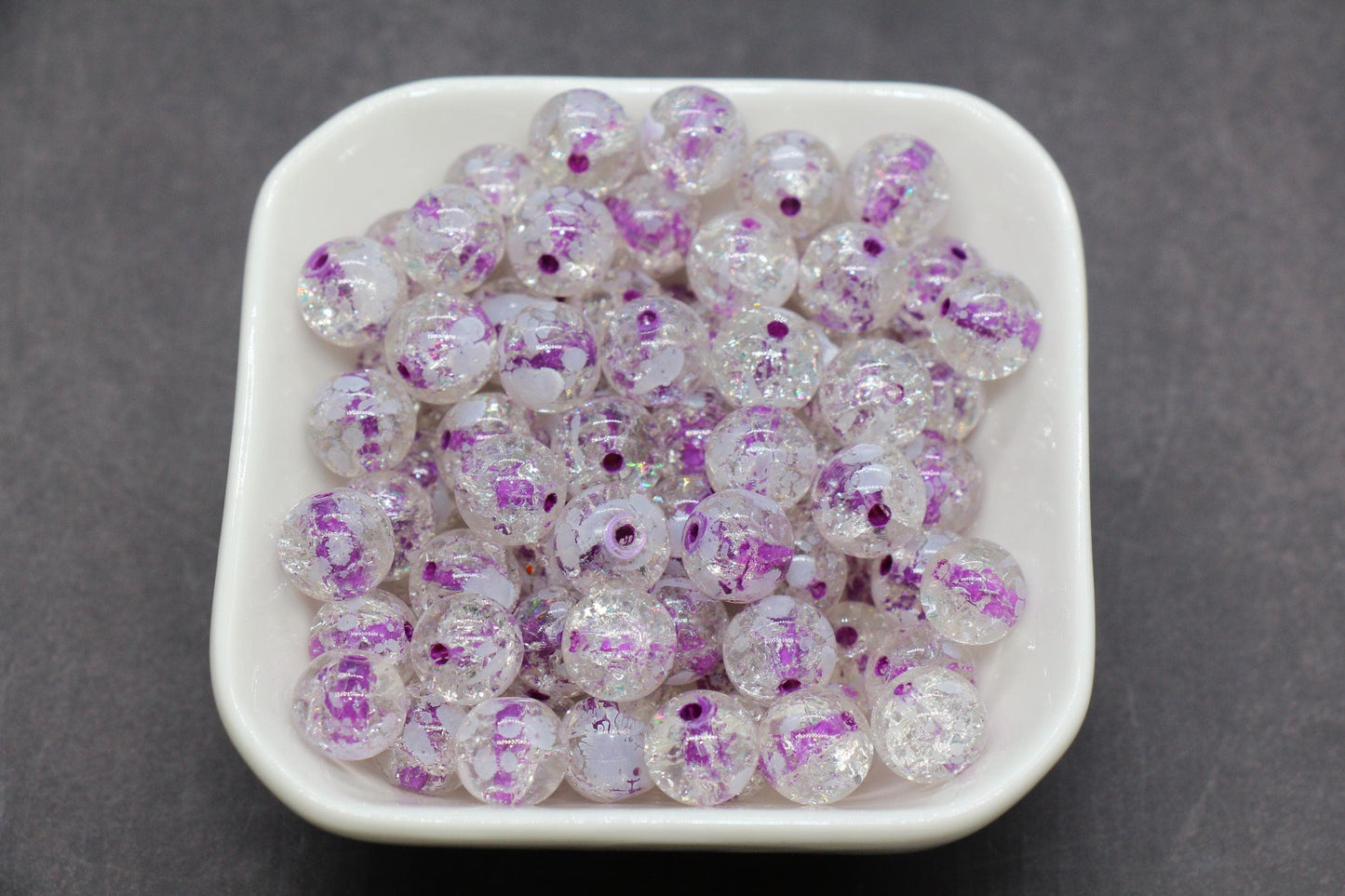 10mm Crackled Glass Beads with Specks for Jewelry Making, DIY Bracelet Crafting Supplies Accessories
