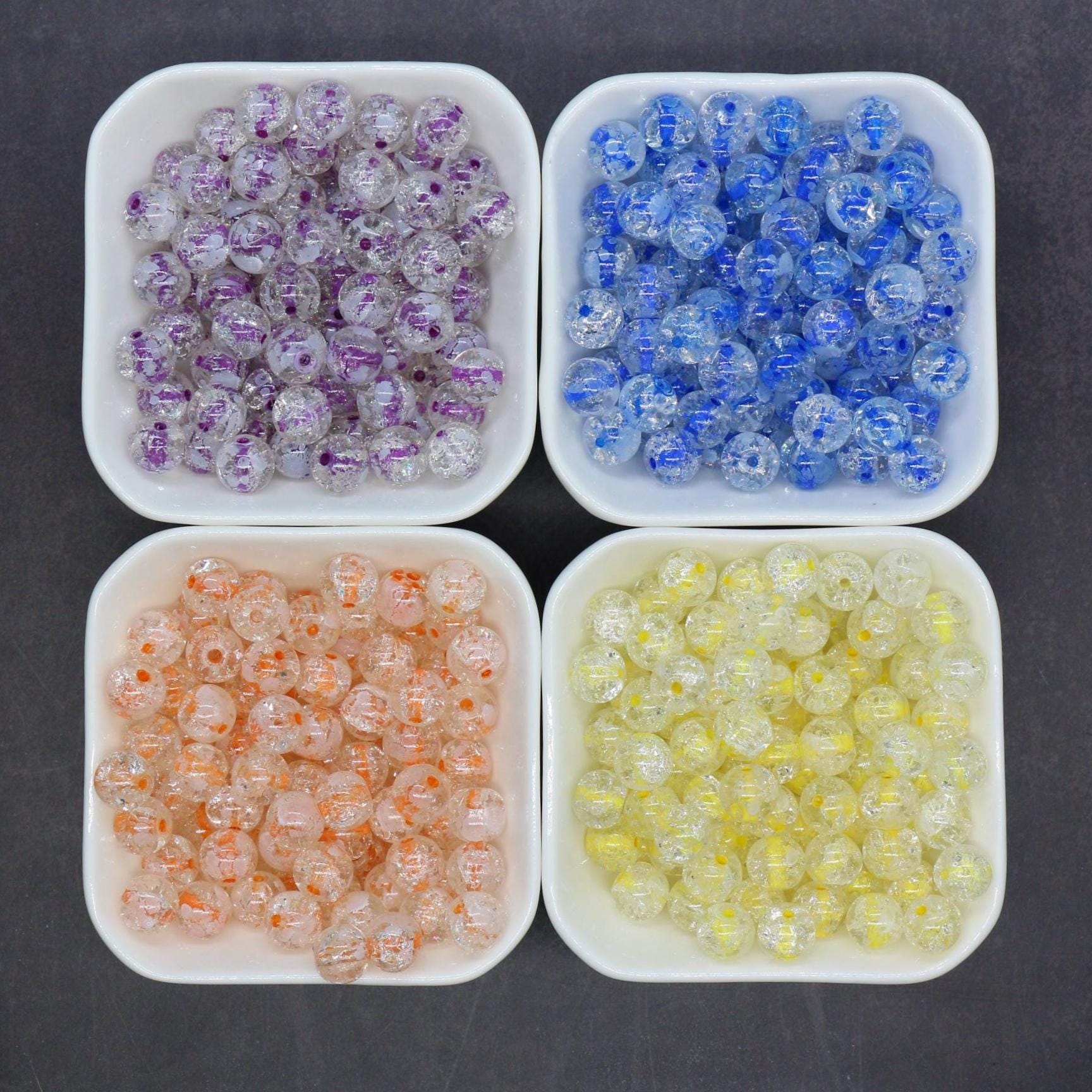 10mm Crackled Glass Beads with Specks for Jewelry Making, DIY Bracelet Crafting Supplies Accessories
