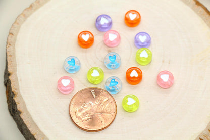 7mm Translucent Acrylic Heart Beads, Round Heart Beads for Jewelry Making, DIY Bracelets, Necklaces, Craft Supplies