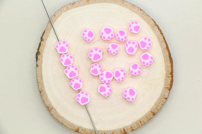 Pink Dog Paw Beads, Polymer Clay Paw Beads for Jewelry Making, Cute Animal Beads for DIY Bracelets, Necklaces, Pet Lover Gifts #930