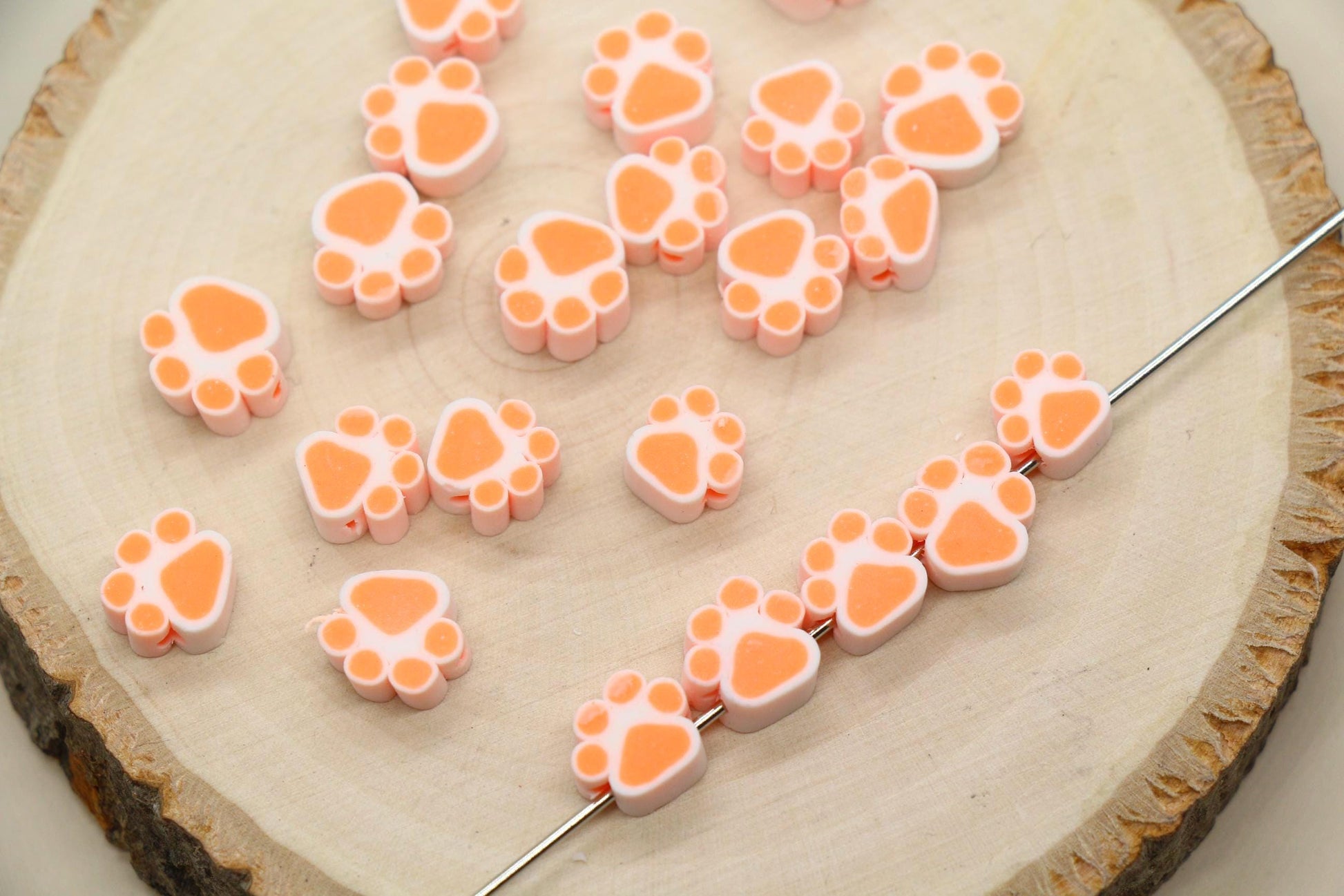 Dog Paw Beads, Polymer Clay Paw Beads for Jewelry Making, Cute Animal Beads for DIY Bracelets, Necklaces, Pet Lover Gifts #931