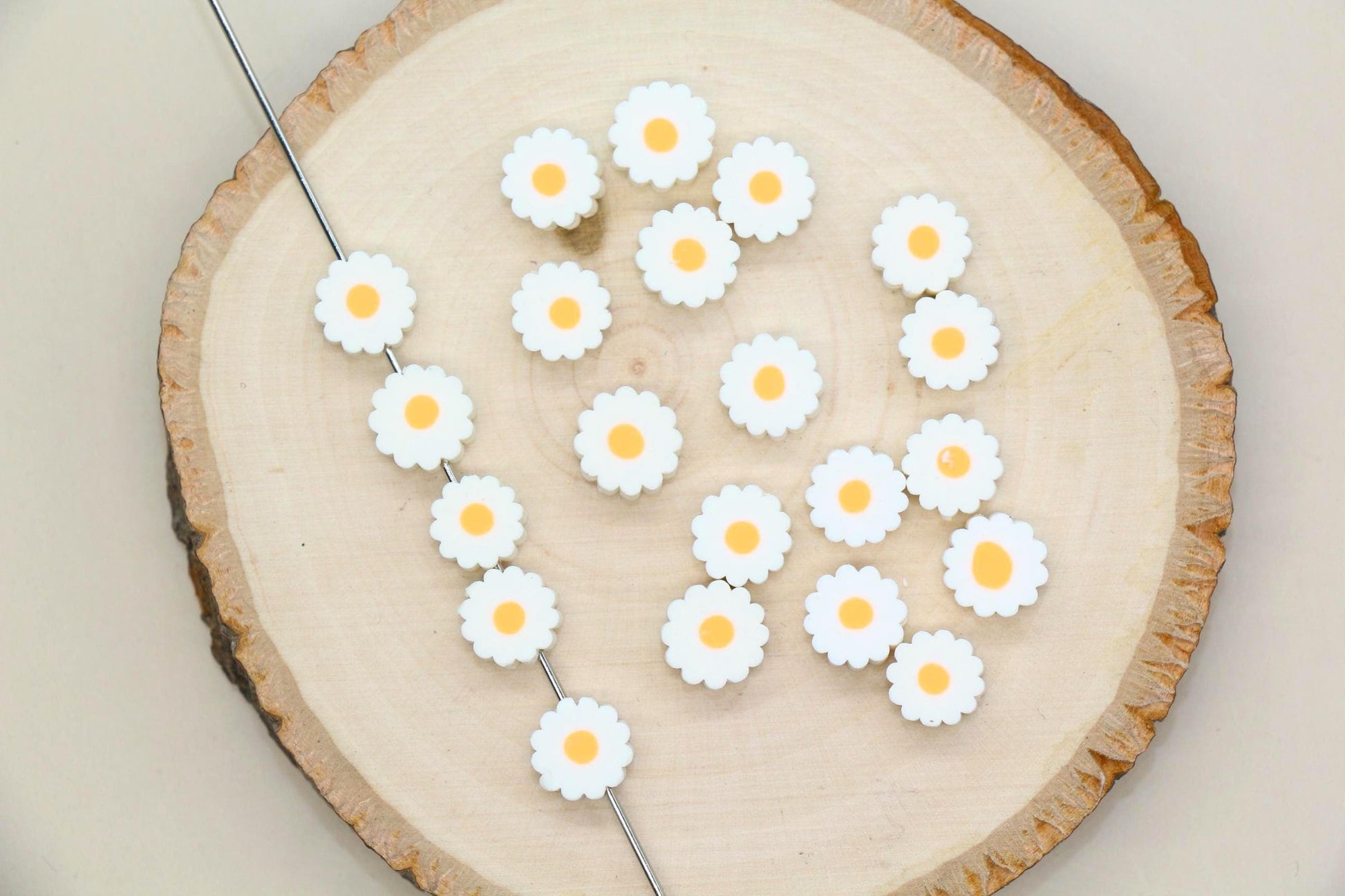 Flower Beads, Polymer Clay Flower Beads for Jewelry Making, Handmade Floral Beads for DIY Bracelets, Necklaces, Spring Craft Beads, #932