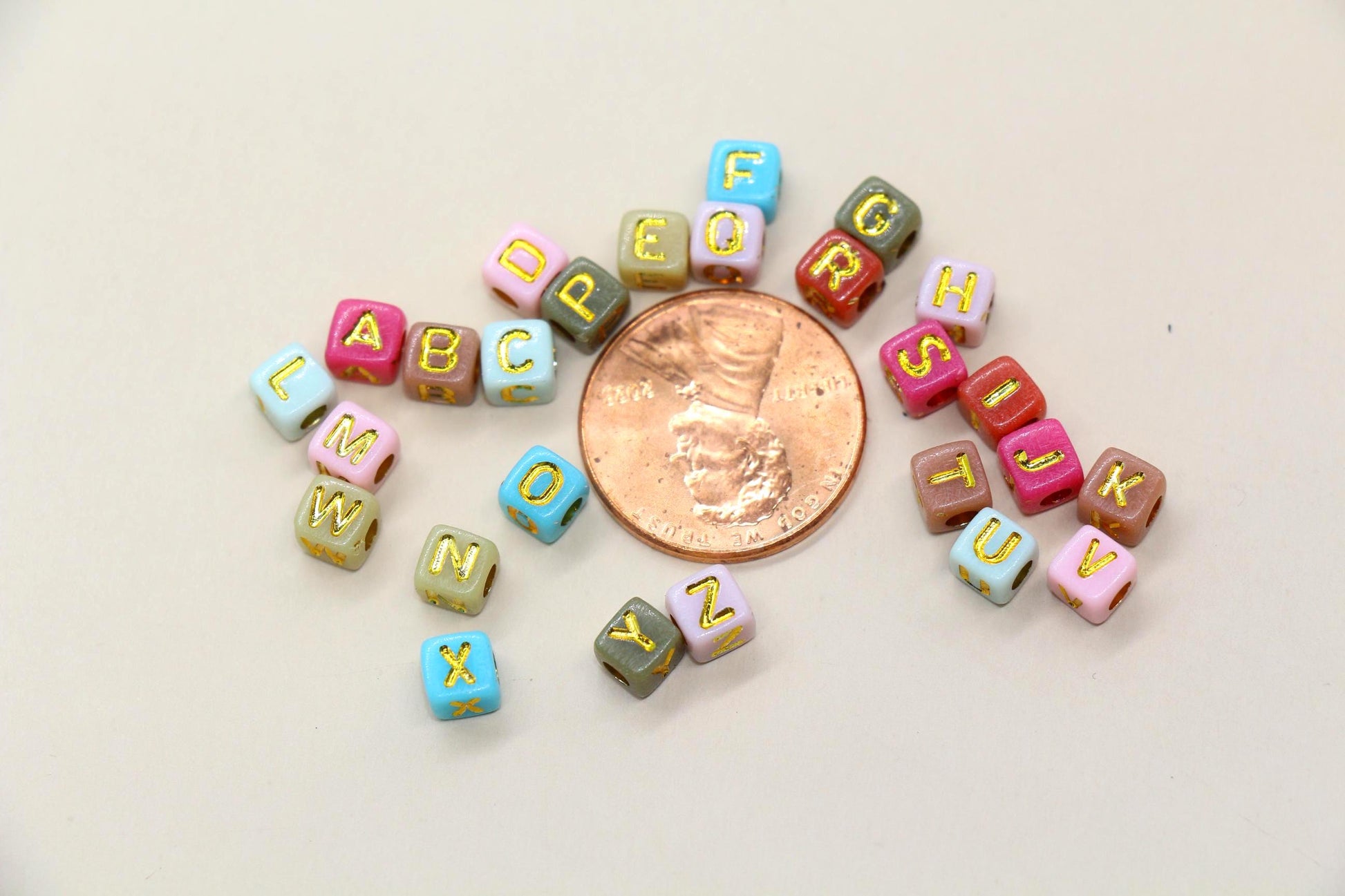 Gold Alphabet Beads 4.8mm, Individual Letter Beads, Single Cube Letter for Jewelry Making, Personalized Name Beads, Bulk Letter Beads