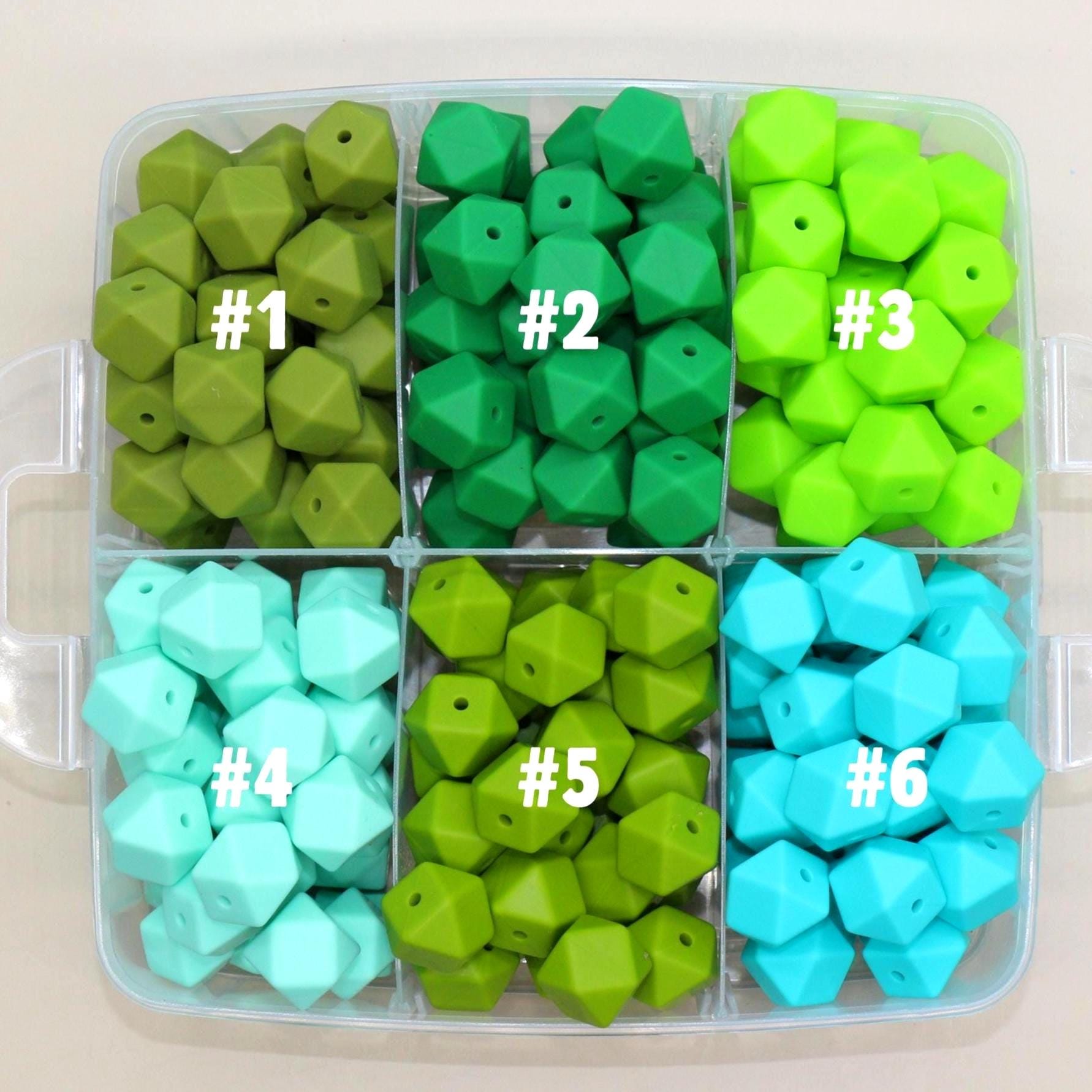 14mm Green Hexagon Silicone Beads, Geometric Beads for DIY Jewelry Making, Soft Silicone Beads for Bracelets, Keychains, Bulk Bead Supplies