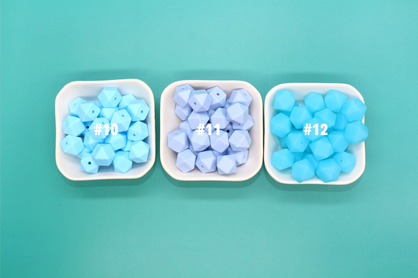14mm Blue Hexagon Silicone Beads for DIY Jewelry Making, Soft Geometric Beads for Bracelets, Keychains, Bulk Craft Supplies