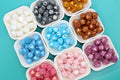 14mm metallic white silicone hexagon beads for keychains